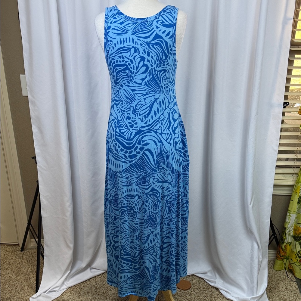 Soft Surroundings Ocean Blue Patterned Sleeveless… - image 2